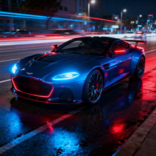 Neon City Sports Car Wallpaper 4K