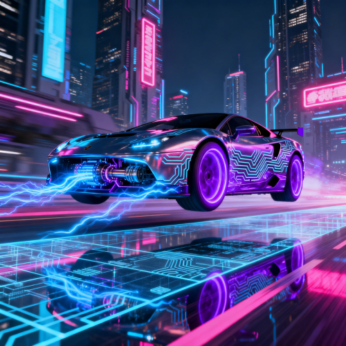 Cyberpunk Neon Car Wallpaper 4K