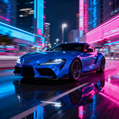 City Reflection Sports Car Wallpaper