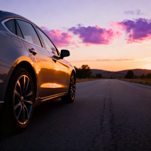 Calm Sunset Road Car Wallpaper