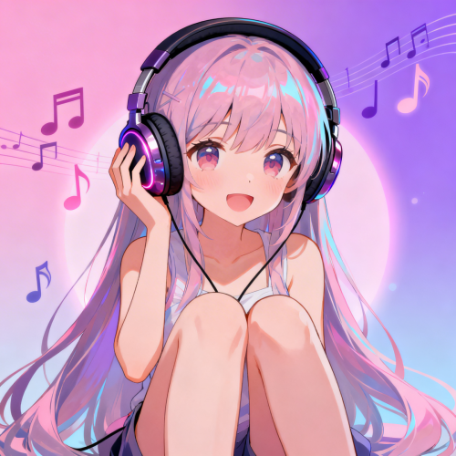 Anime Girl with Headphones Wallpaper