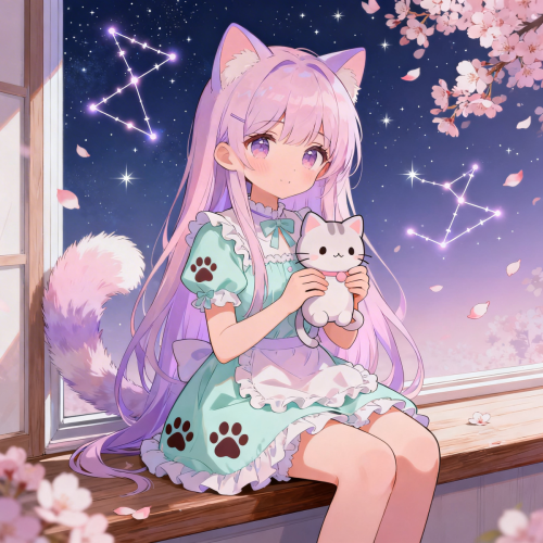 Anime Girl with Cat Aesthetic Wallpaper Settings