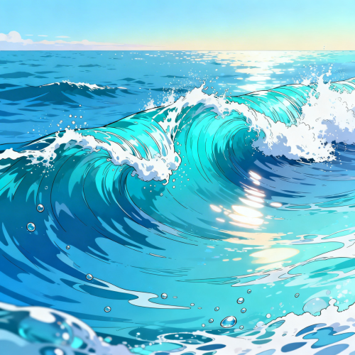 Anime Ocean Waves Wallpaper