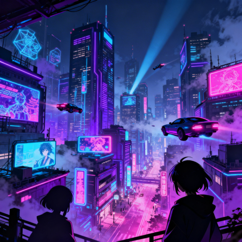Cyberpunk Anime City Wallpaper