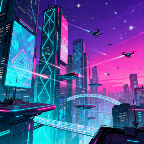 Futuristic Anime Cityscape Wallpaper