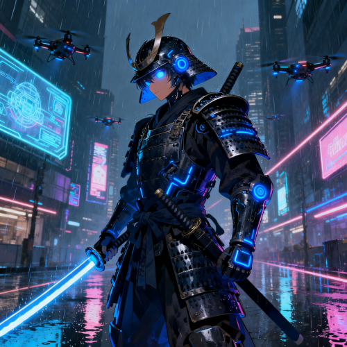 Anime Cyberpunk Samurai Wallpaper