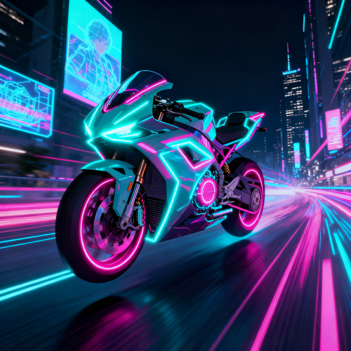Neon Anime Motorcycle Wallpaper