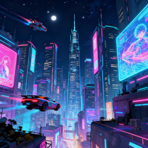 Anime Sci-Fi Skyline Wallpaper
