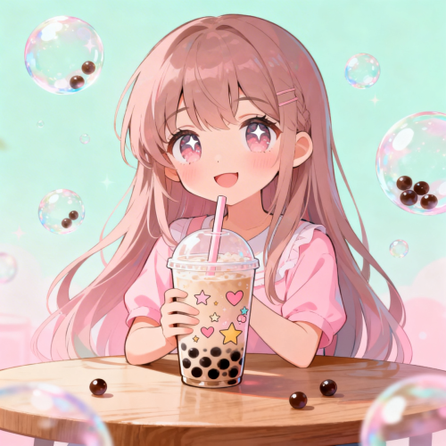 Anime Girl Bubble Tea Wallpaper