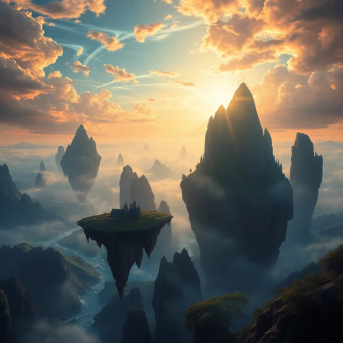 Floating Fantasy Islands – Epic Fantasy Landscape Wallpaper