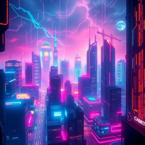 Futuristic Cyberpunk AI Art Wallpaper – Neon City 4K Background