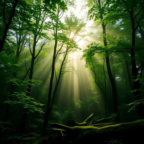 Sunlit Forest Escape – Peaceful Nature 8K Wallpaper