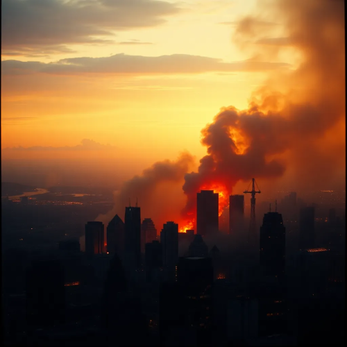Burning Skyline in Cinematic Chaos