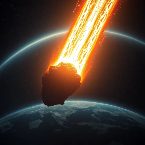 Incoming Meteor Over Earth’s Atmosphere